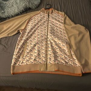 Enyce Beige and Orange Zip Up Sweater